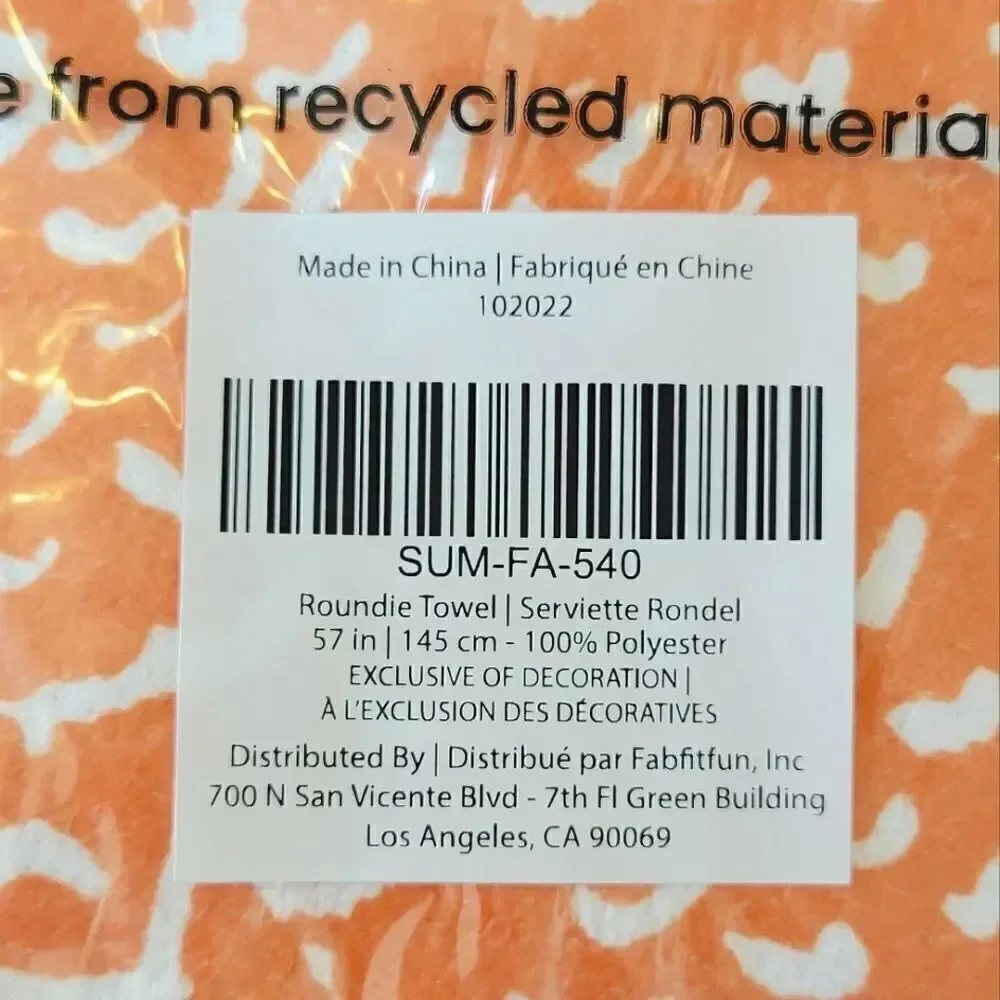 Summer & Rose Tangerine Floral Outdoor Roundie Beach Towel